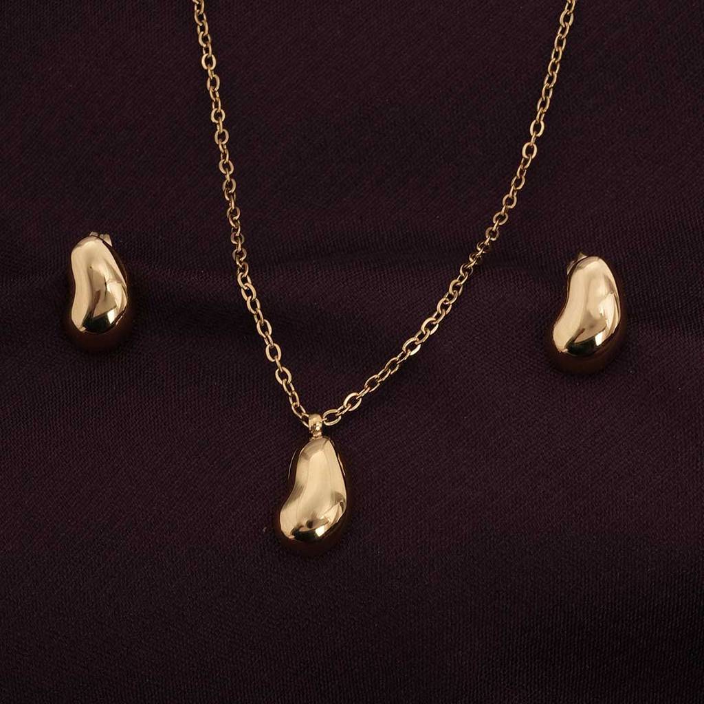 Palmonas Gold Cashew Jewellery Set For Women : PMWSSJS020-G