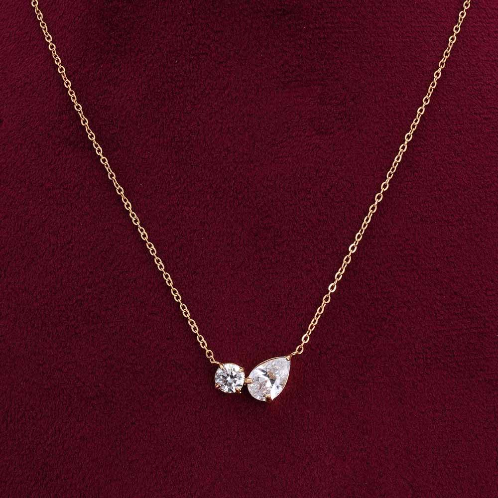Palmonas Double Drop Delicacy Gold Chain Necklace For Womens - Waterproof & Anti-Tarnish : PMWSSNC153-G