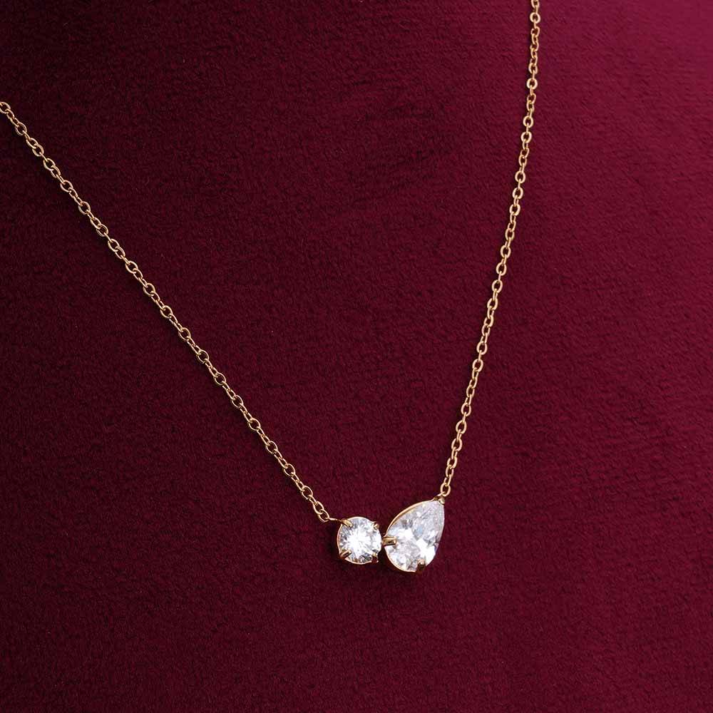 Palmonas Double Drop Delicacy Gold Chain Necklace For Womens - Waterproof & Anti-Tarnish : PMWSSNC153-G