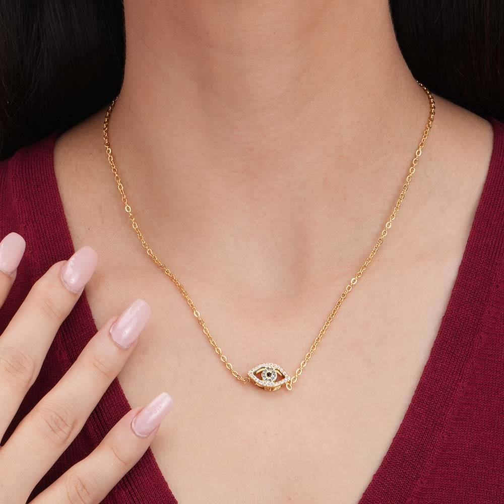 Palmonas Evil Eye Elegance Gold Necklace For Womens - Waterproof & Anti-Tarnish : PMWSSNC156-G