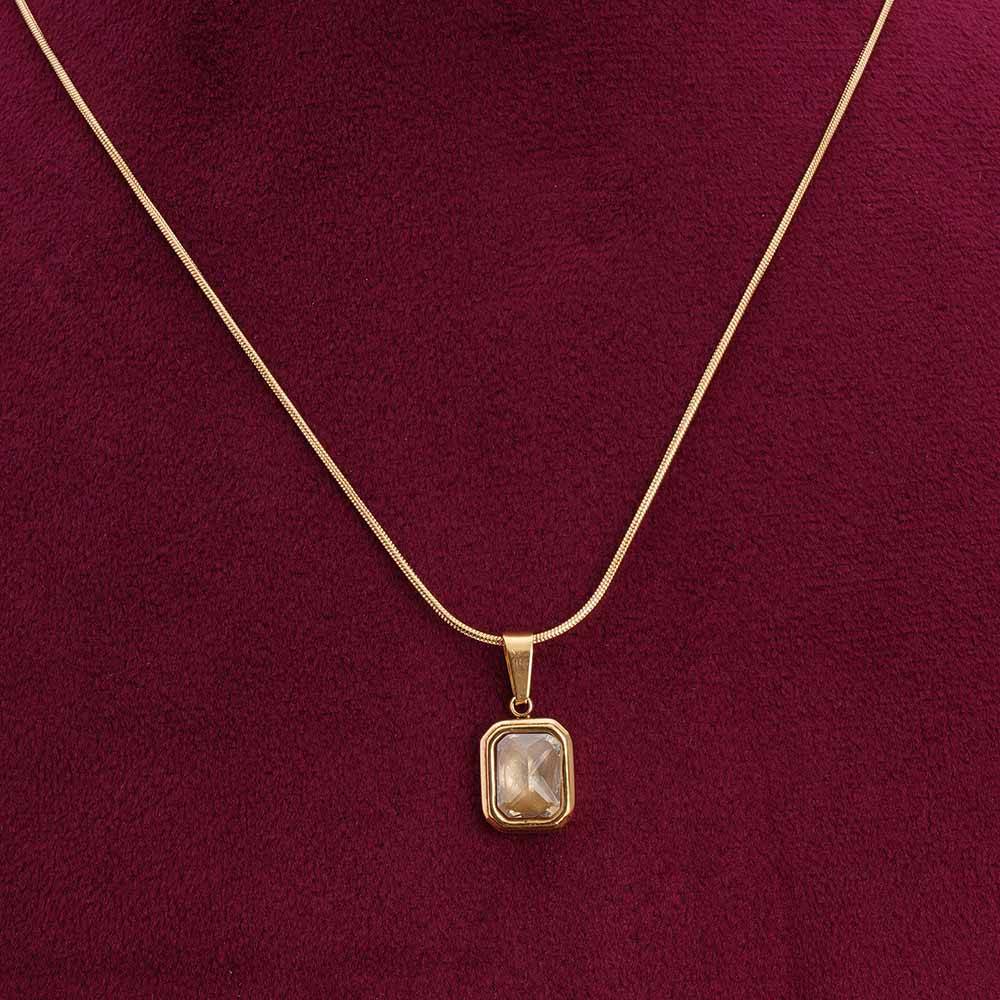 Palmonas Everyday Exquisite Yellow Stone Gold Necklace For Womens - Waterproof & Anti-Tarnish : PMWSSNC157-G
