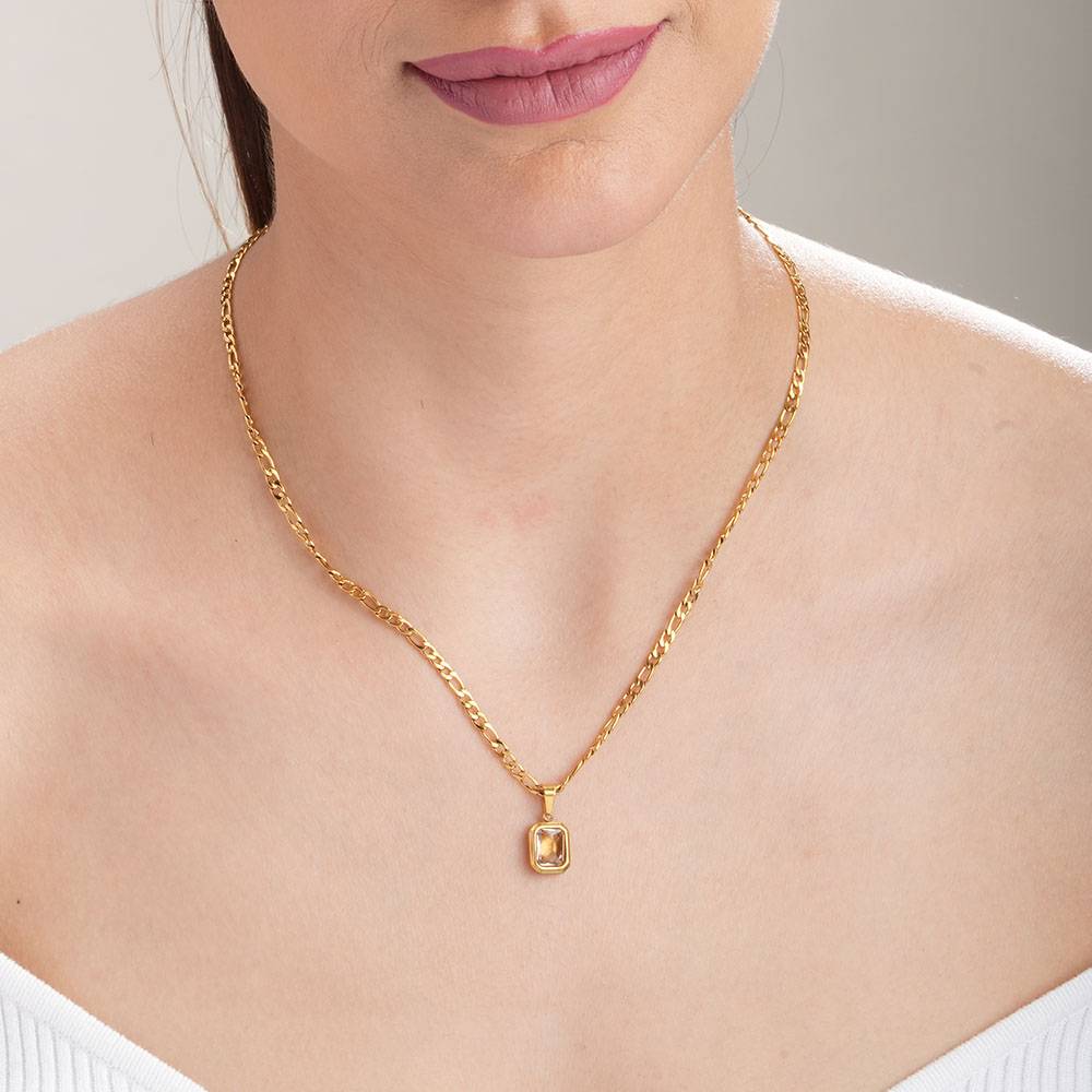 Palmonas Everyday Exquisite Brown Stone Gold Necklace For Womens - Waterproof & Anti-Tarnish : PMWSSNC163-G