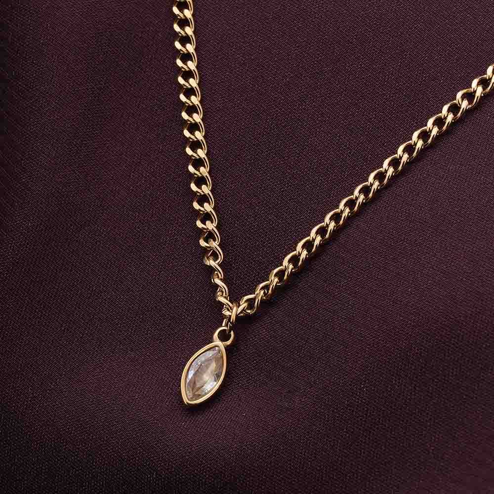 Palmonas Diamond Dewdrop Brown Birthstone Necklace For Womens - Waterproof & Anti-Tarnish : PMWSSNC176-G