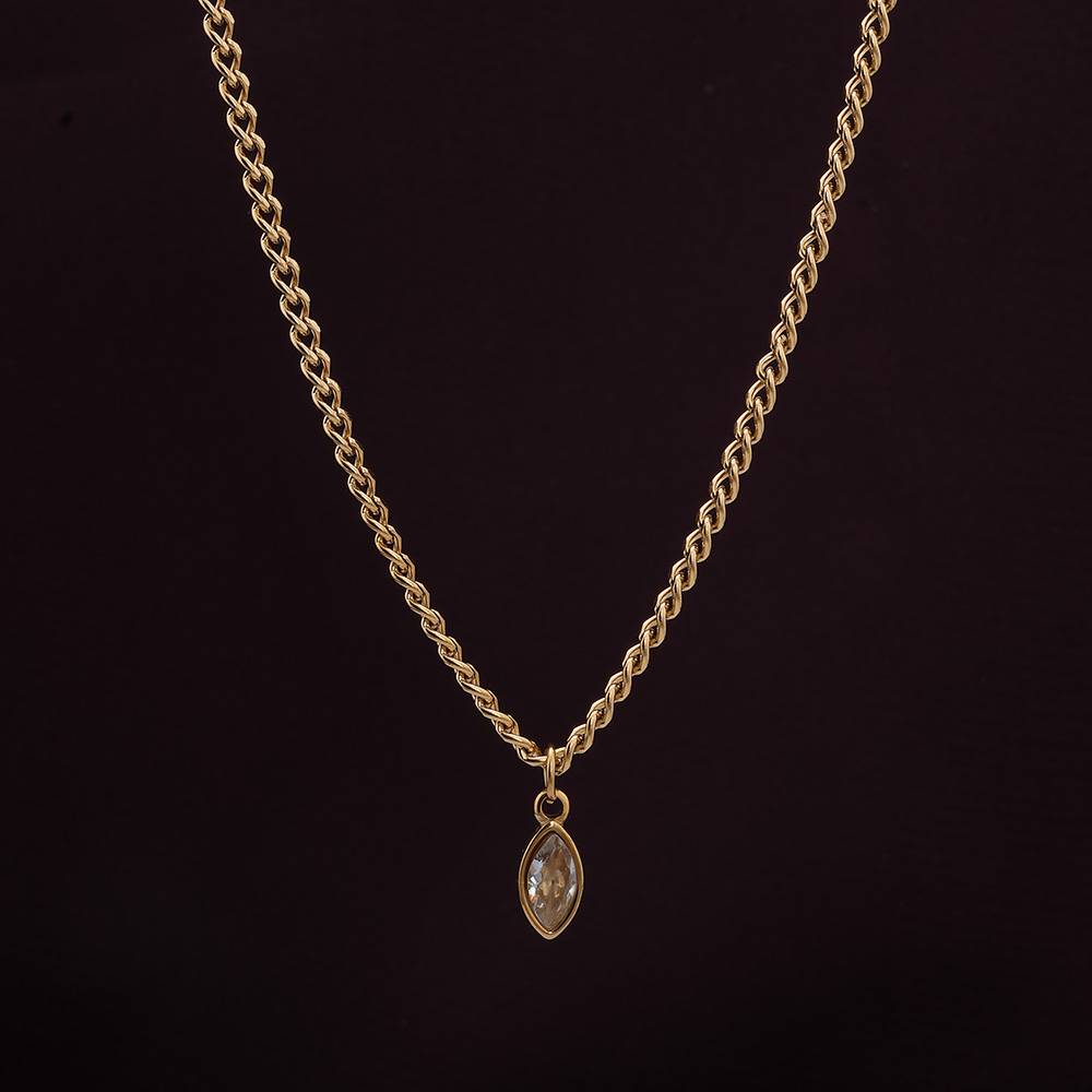 Palmonas Diamond Dewdrop Brown Birthstone Necklace For Womens - Waterproof & Anti-Tarnish : PMWSSNC176-G