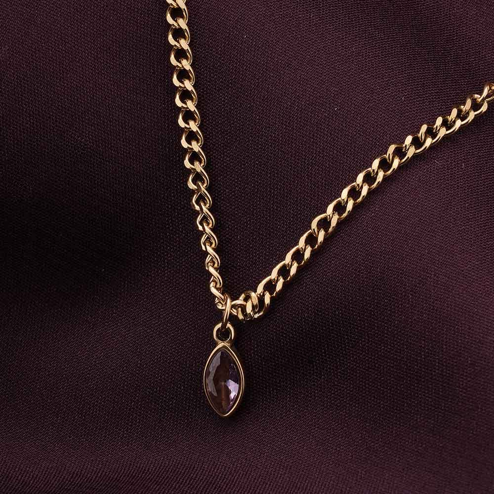 Palmonas Purple Passion Birthstone Necklace For Womens - Waterproof & Anti-Tarnish : PMWSSNC177-G