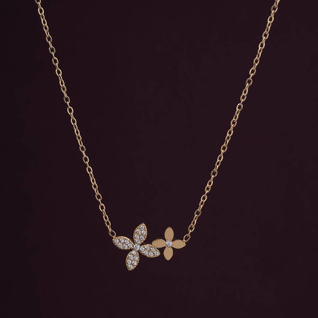 Palmonas Shinning Four Petals Flower Necklace For Womens - Waterproof & Anti-Tarnish : PMWSSNC195-G