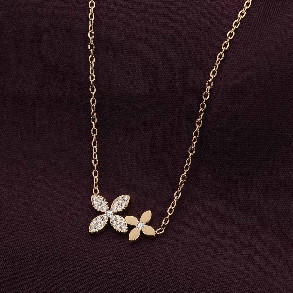 Palmonas Shinning Four Petals Flower Necklace For Womens - Waterproof & Anti-Tarnish : PMWSSNC195-G