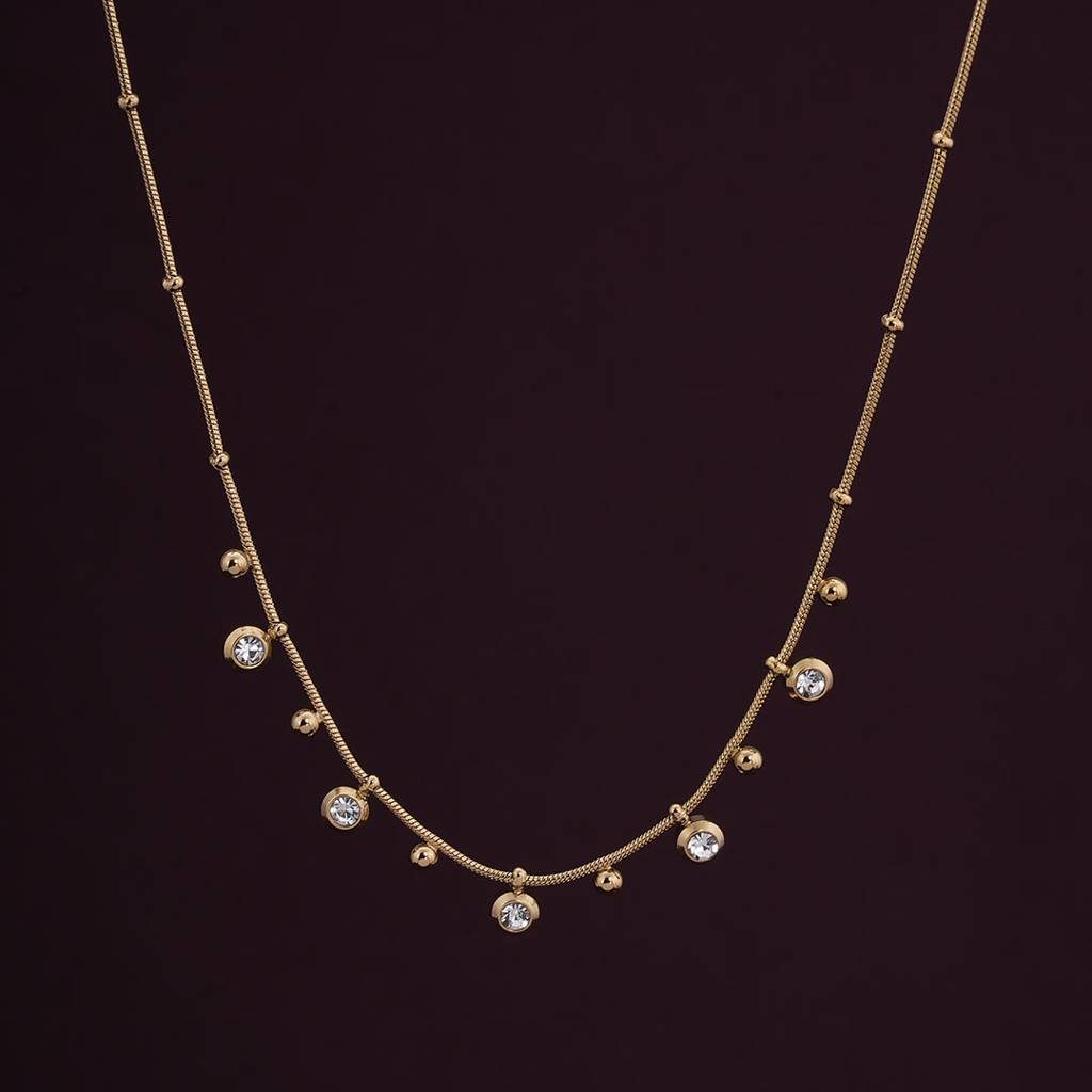 Palmonas Shimmering Diamond Chain Necklace For Womens - Waterproof & Anti-Tarnish : PMWSSNC199-G
