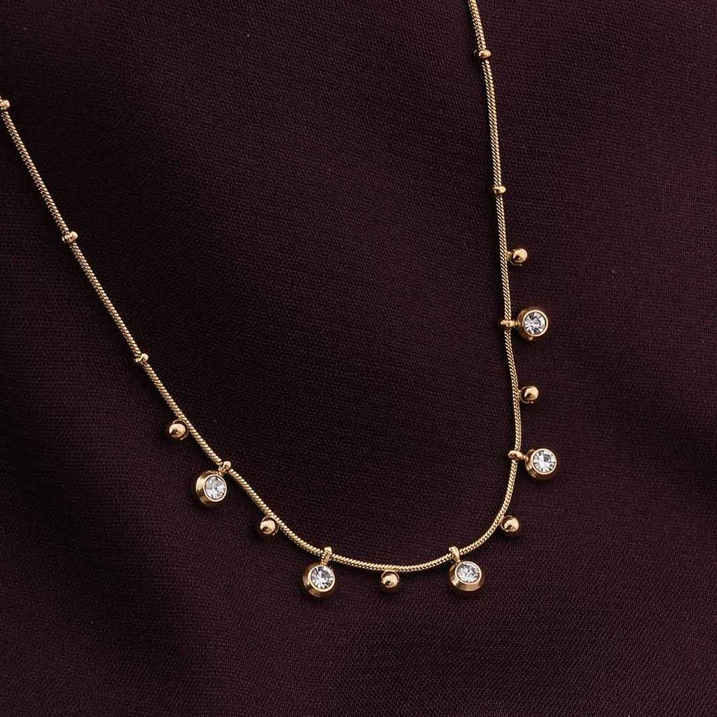 Palmonas Shimmering Diamond Chain Necklace For Womens - Waterproof & Anti-Tarnish : PMWSSNC199-G