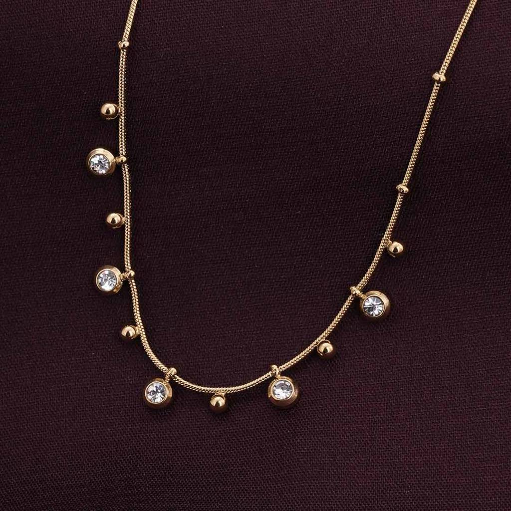 Palmonas Shimmering Diamond Chain Necklace For Womens - Waterproof & Anti-Tarnish : PMWSSNC199-G