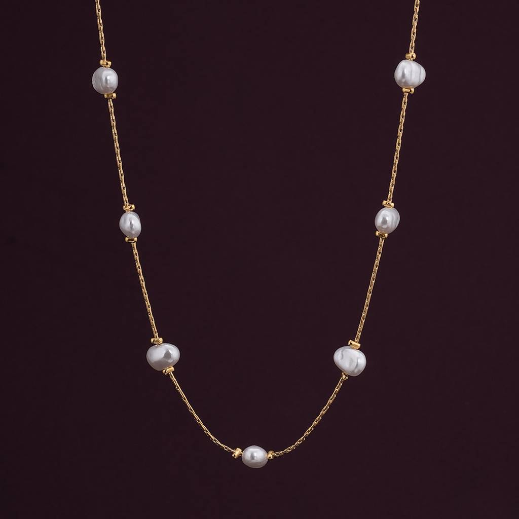 Palmonas Pearl Perfection Gold Chain Necklace For Womens - Waterproof & Anti-Tarnish : PMWSSNC200-G
