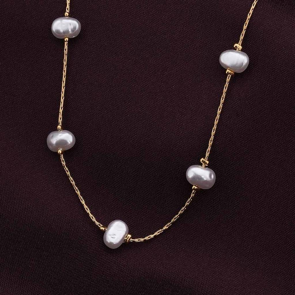 Palmonas Pearl Perfection Gold Chain Necklace For Womens - Waterproof & Anti-Tarnish : PMWSSNC200-G