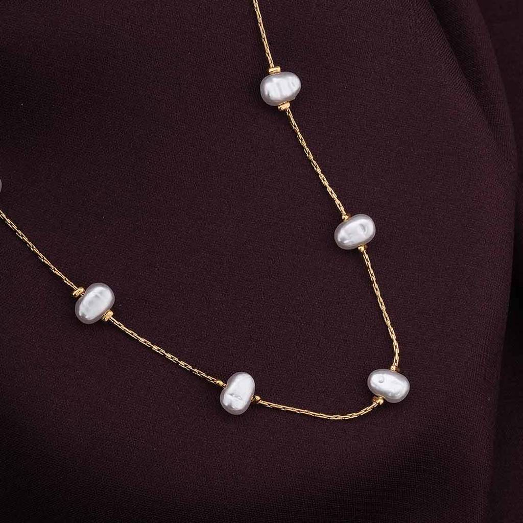 Palmonas Pearl Perfection Gold Chain Necklace For Womens - Waterproof & Anti-Tarnish : PMWSSNC200-G