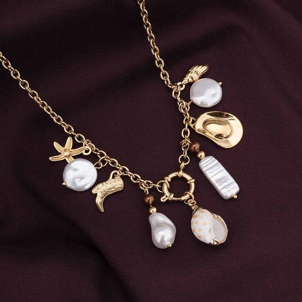 Palmonas Boho Chic Statement Gold Necklace For Womens - Waterproof & Anti-Tarnish : PMWSSNC201-G
