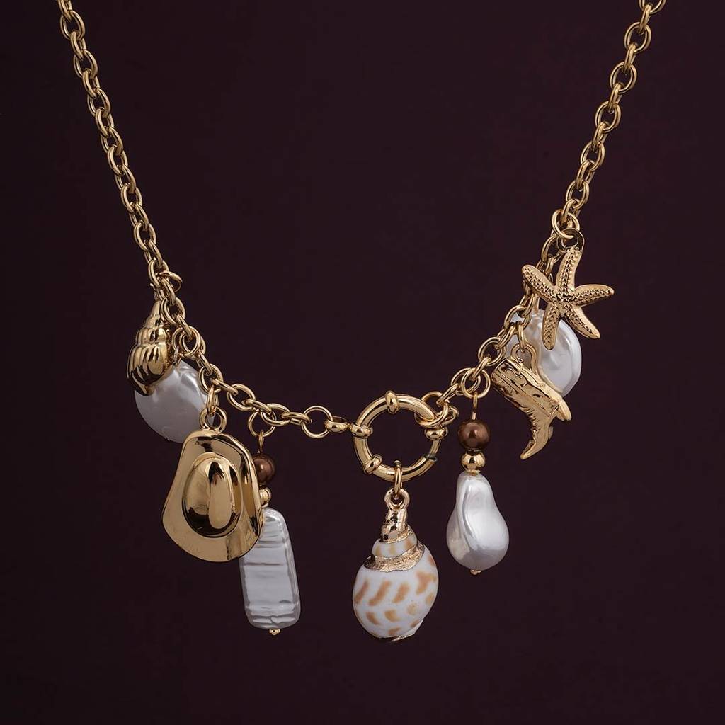 Palmonas Boho Chic Statement Gold Necklace For Womens - Waterproof & Anti-Tarnish : PMWSSNC201-G