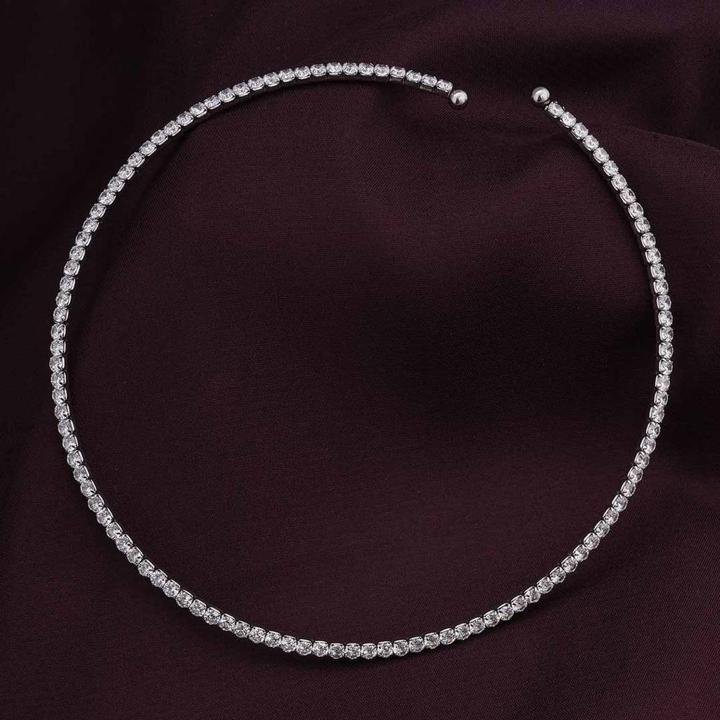Palmonas Sparkling Circle Silver Minimal Necklace For Womens - Waterproof & Anti-Tarnish : PMWSSNC203-S