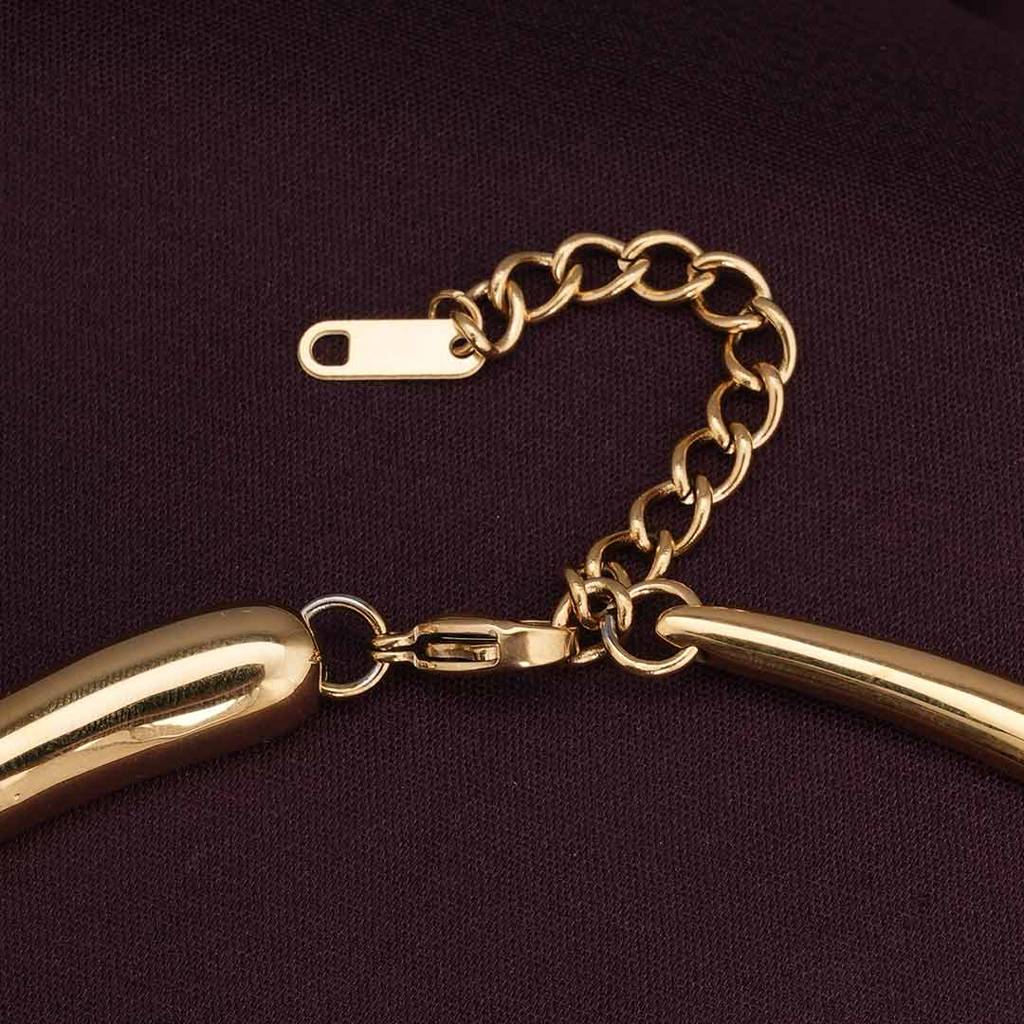Palmonas Gold Tube Collar Necklace For Womens - Waterproof & Anti-Tarnish : PMWSSNC206-G