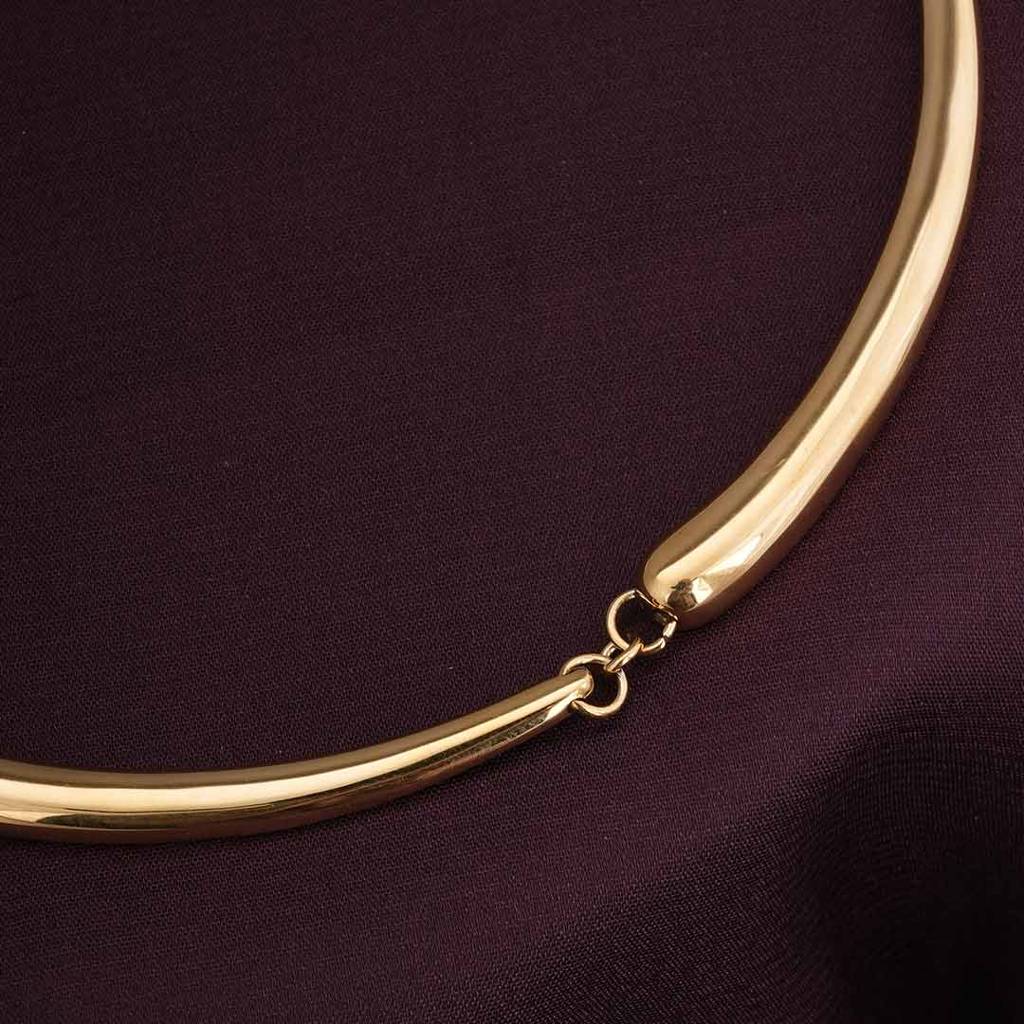 Palmonas Gold Tube Collar Necklace For Womens - Waterproof & Anti-Tarnish : PMWSSNC206-G