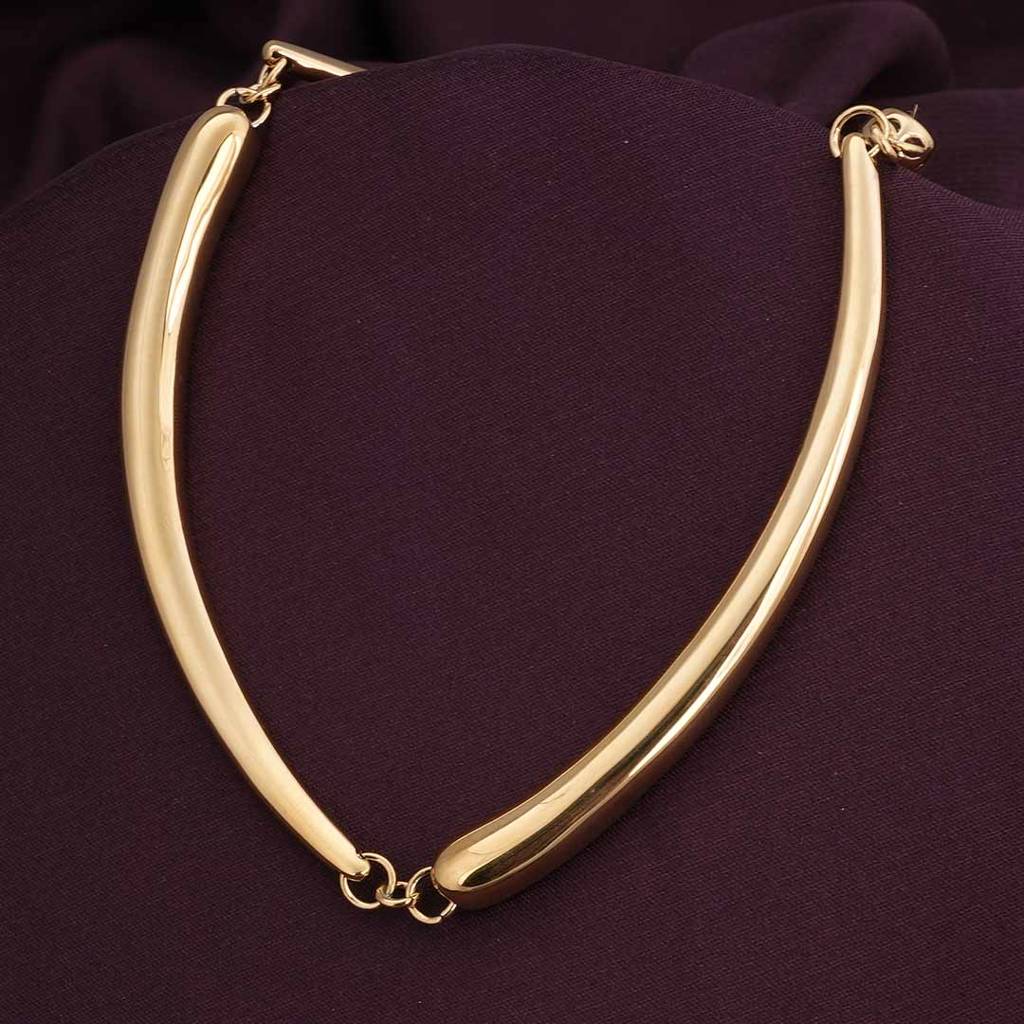 Palmonas Gold Tube Collar Necklace For Womens - Waterproof & Anti-Tarnish : PMWSSNC206-G