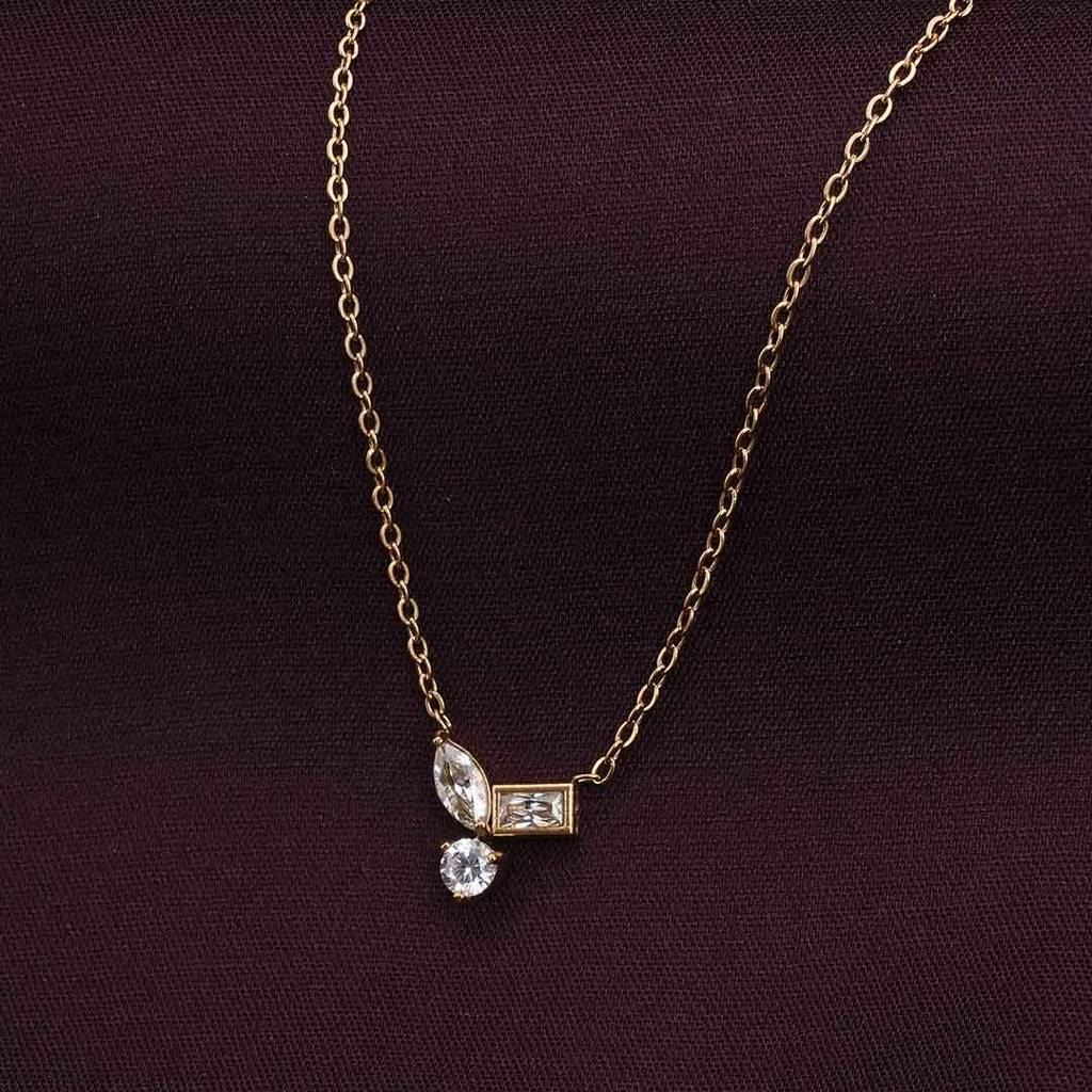 Palmonas Sapphire Cluster Gold Necklace For Womens - Waterproof & Anti-Tarnish : PMWSSNC209-G