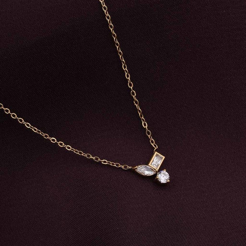 Palmonas Sapphire Cluster Gold Necklace For Womens - Waterproof & Anti-Tarnish : PMWSSNC209-G