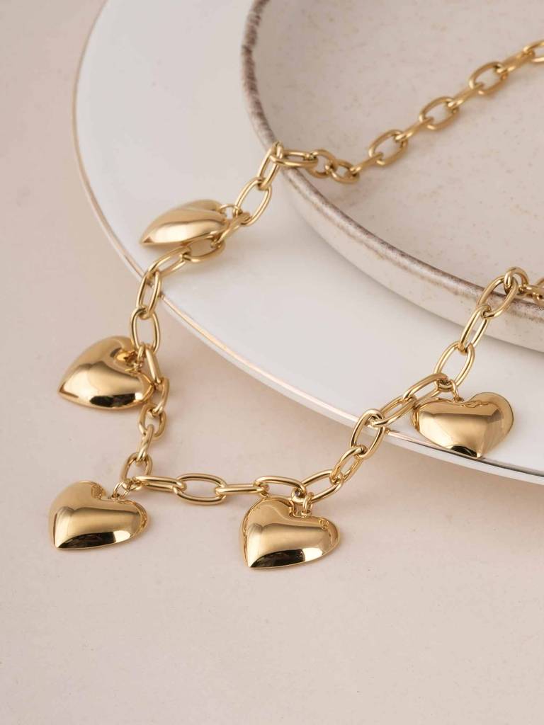 Palmonas Chunky Heart Chain Necklace For Womens - Waterproof & Anti-Tarnish : PMWSSNC218-G