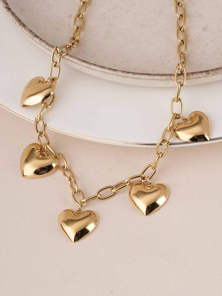 Palmonas Chunky Heart Chain Necklace For Womens - Waterproof & Anti-Tarnish : PMWSSNC218-G