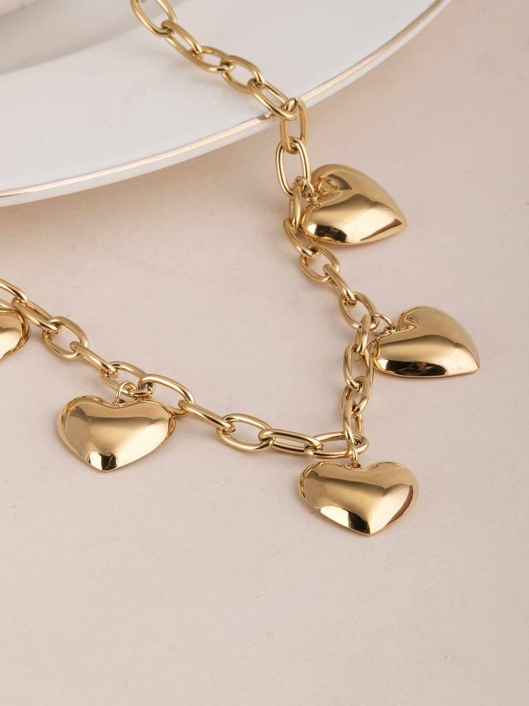 Palmonas Chunky Heart Chain Necklace For Womens - Waterproof & Anti-Tarnish : PMWSSNC218-G