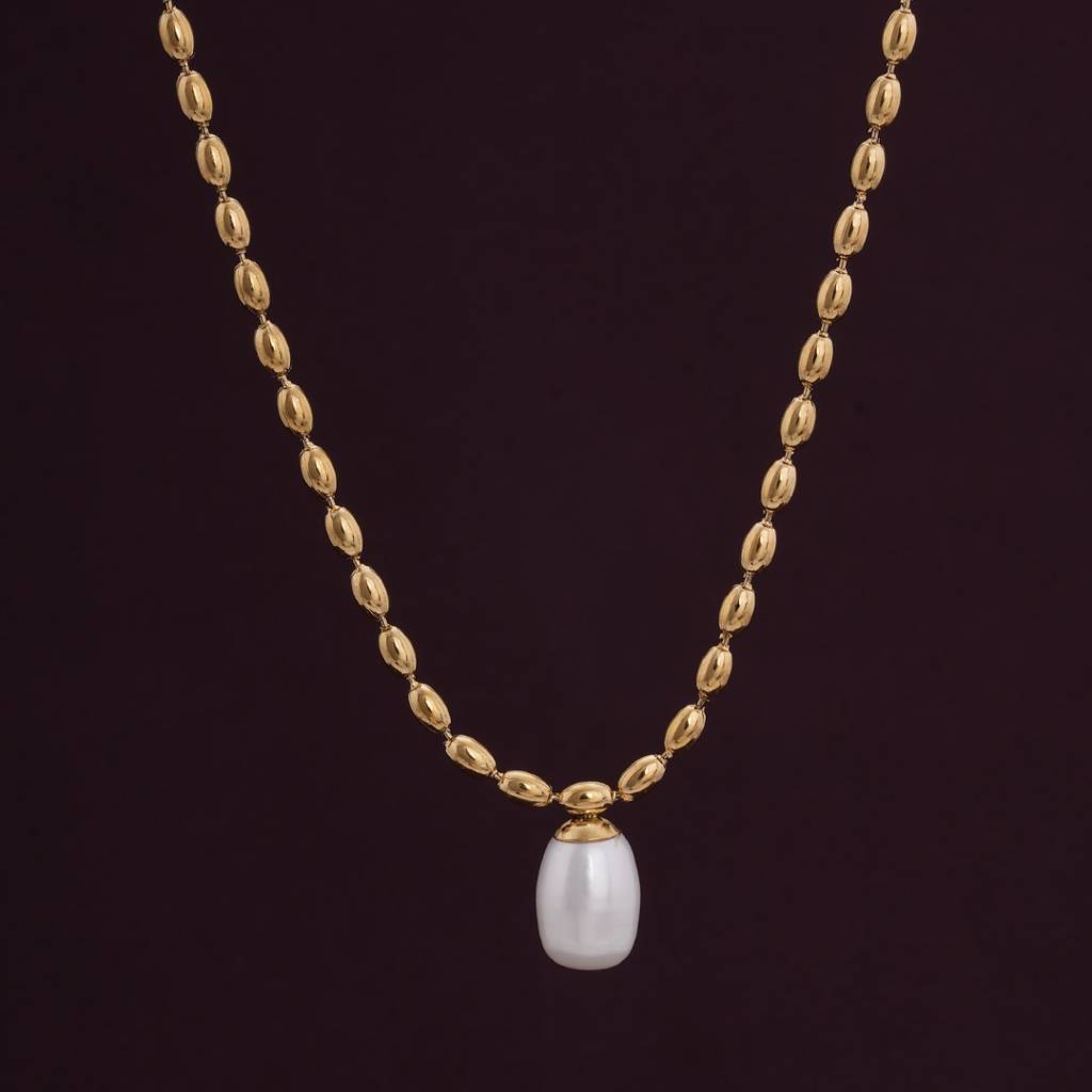 Palmonas Pearl Seed Chain Necklace For Womens - Waterproof & Anti-Tarnish : PMWSSNC234-G