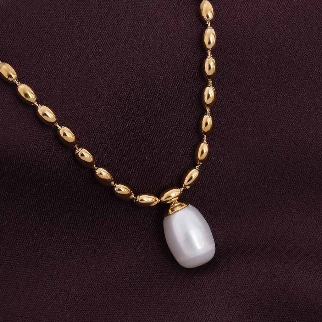 Palmonas Pearl Seed Chain Necklace For Womens - Waterproof & Anti-Tarnish : PMWSSNC234-G