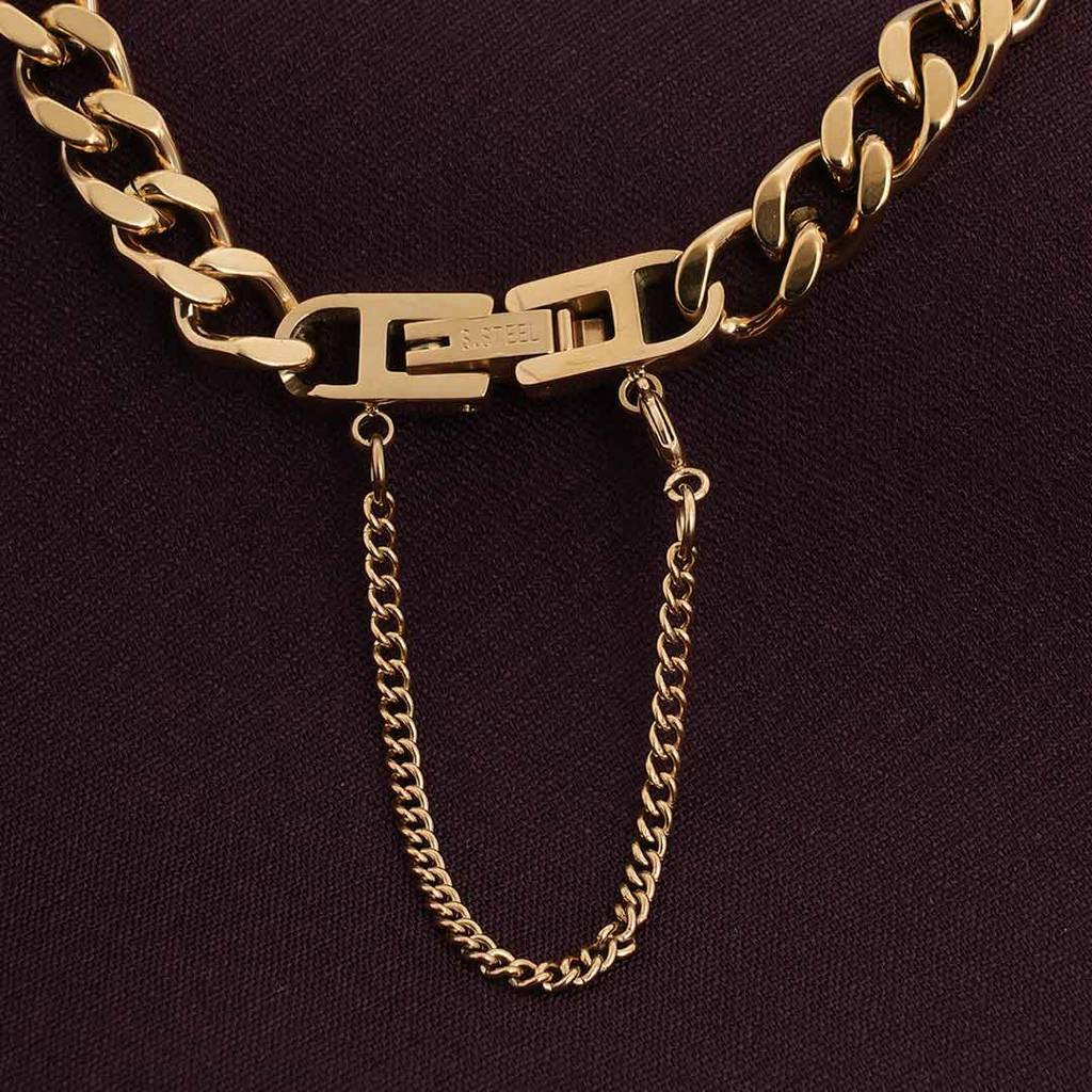 Palmonas Sassy Cuban Chain Necklace For Womens - Waterproof & Anti-Tarnish : PMWSSNC235-G