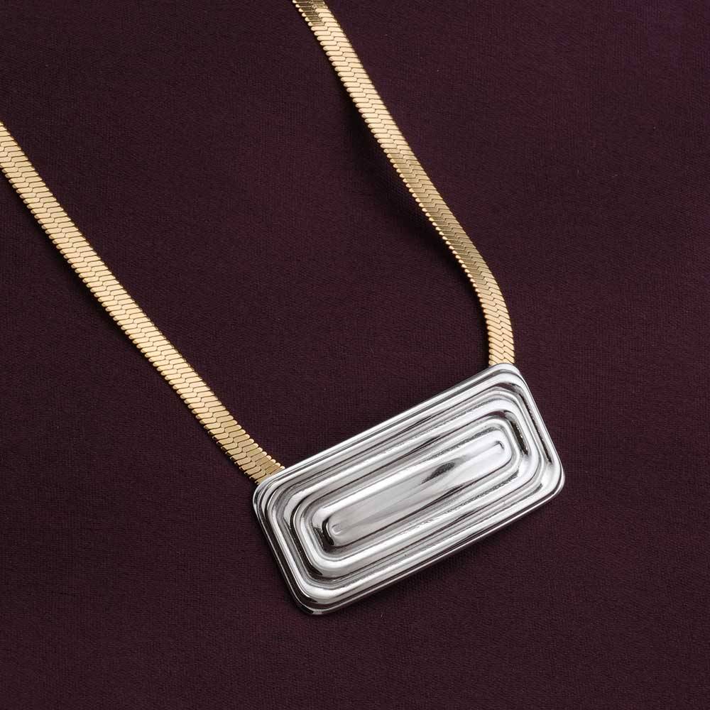 Palmonas Ridged Pendant Necklace For Womens - Waterproof & Anti-Tarnish : PMWSSNC277-G