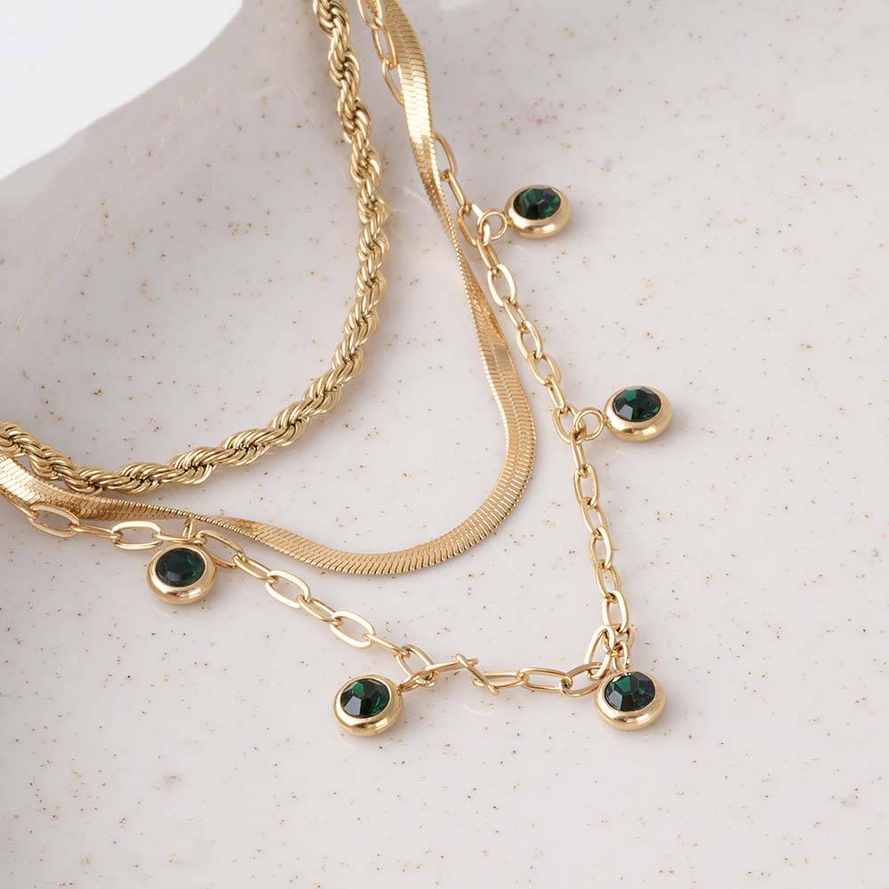 Palmonas Multi-Strand Gold Necklace For Womens - Waterproof & Anti-Tarnish : PMWSSNC286-G