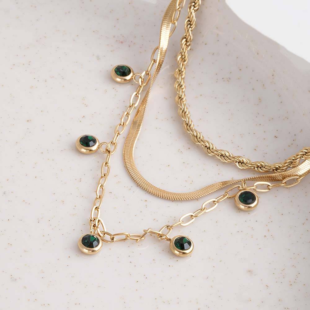 Palmonas Multi-Strand Gold Necklace For Womens - Waterproof & Anti-Tarnish : PMWSSNC286-G