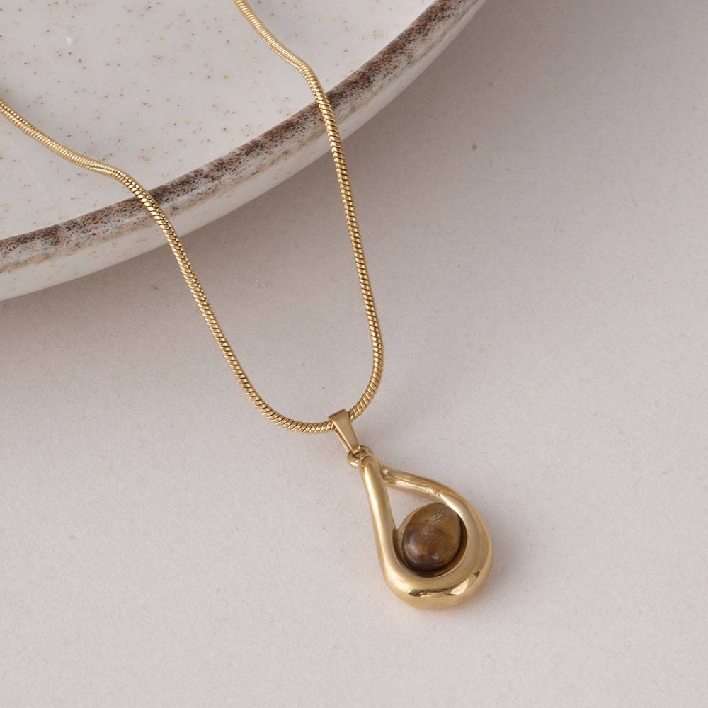 Palmonas Gold Teardrop Necklace For Womens - Waterproof & Anti-Tarnish : PMWSSNC293-G