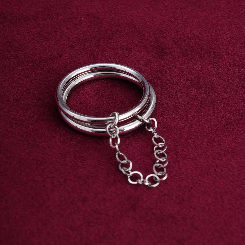Palmonas Silver Two Finger Chain Ring For Womens - Waterproof & Anti-Tarnish : PMWSSRG092-S-6