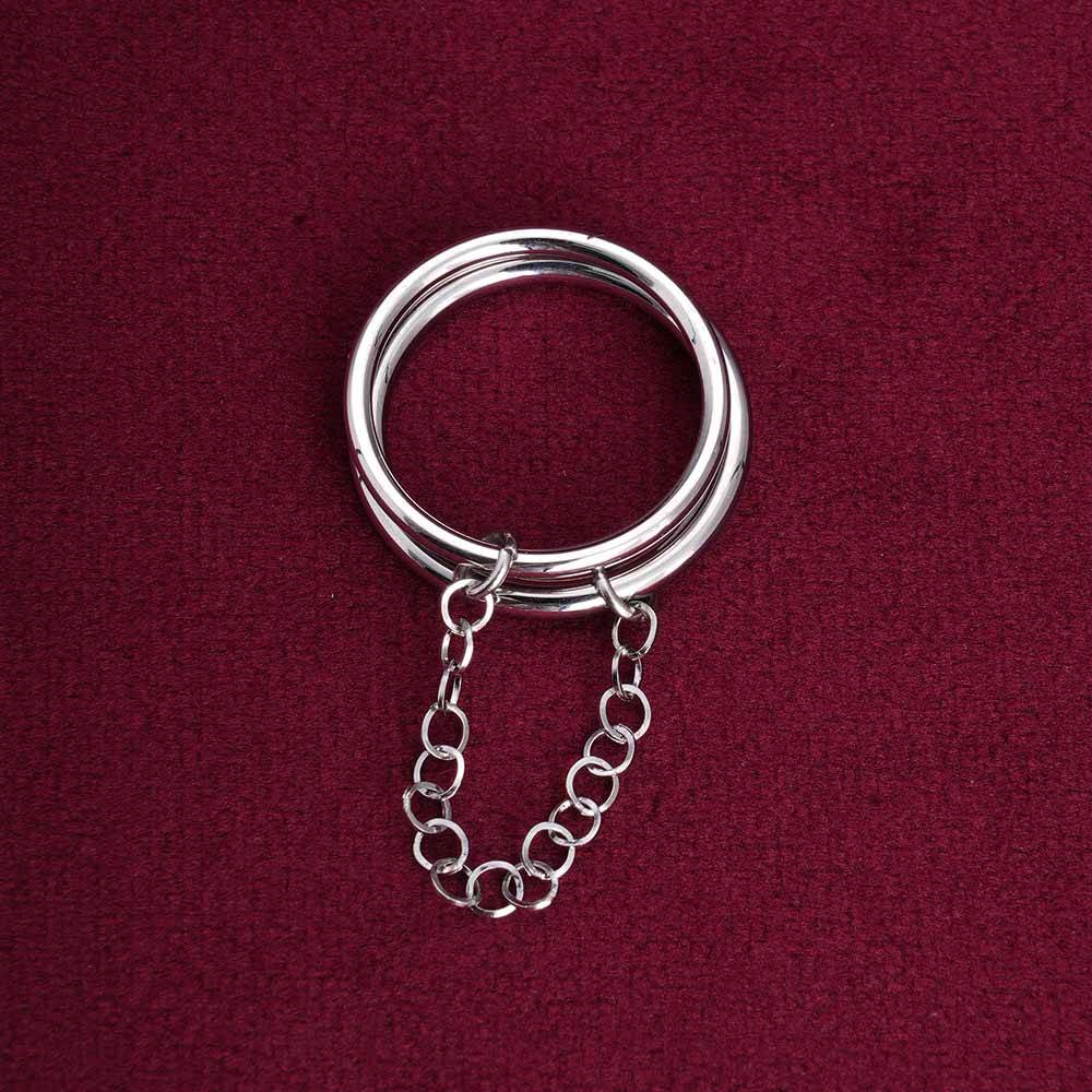Palmonas Silver Two Finger Chain Ring For Womens - Waterproof & Anti-Tarnish : PMWSSRG093-S-7