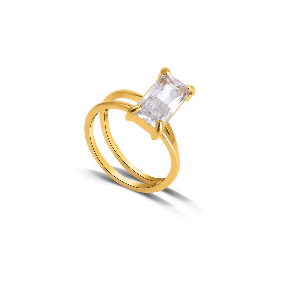 Palmonas Stacked Zirconia Gold Ring For Womens - Waterproof & Anti-Tarnish : PMWSSRG100-G-8