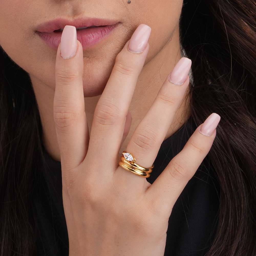 Palmonas Solitaire Zirconia Gold Ring For Womens - Waterproof & Anti-Tarnish : PMWSSRG103-G-8