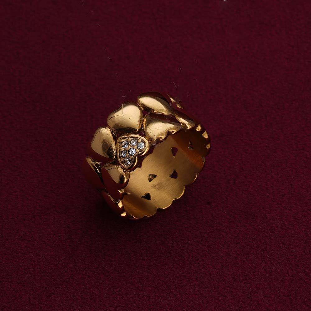 Palmonas Gold Hearts Band Ring For Womens - Waterproof & Anti-Tarnish : PMWSSRG107-G-7