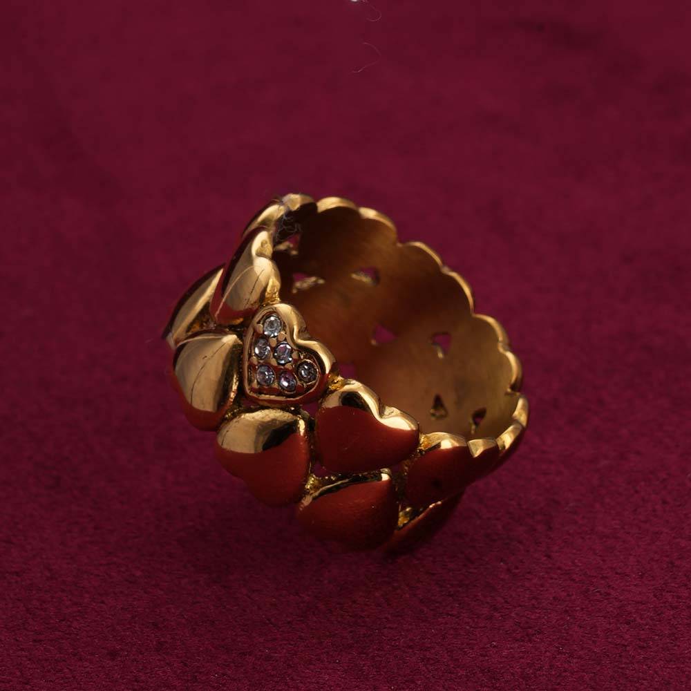Palmonas Gold Hearts Band Ring For Womens - Waterproof & Anti-Tarnish : PMWSSRG107-G-7