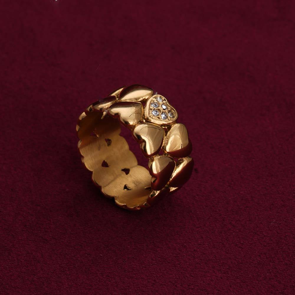Palmonas Gold Hearts Band Ring For Womens - Waterproof & Anti-Tarnish : PMWSSRG107-G-7