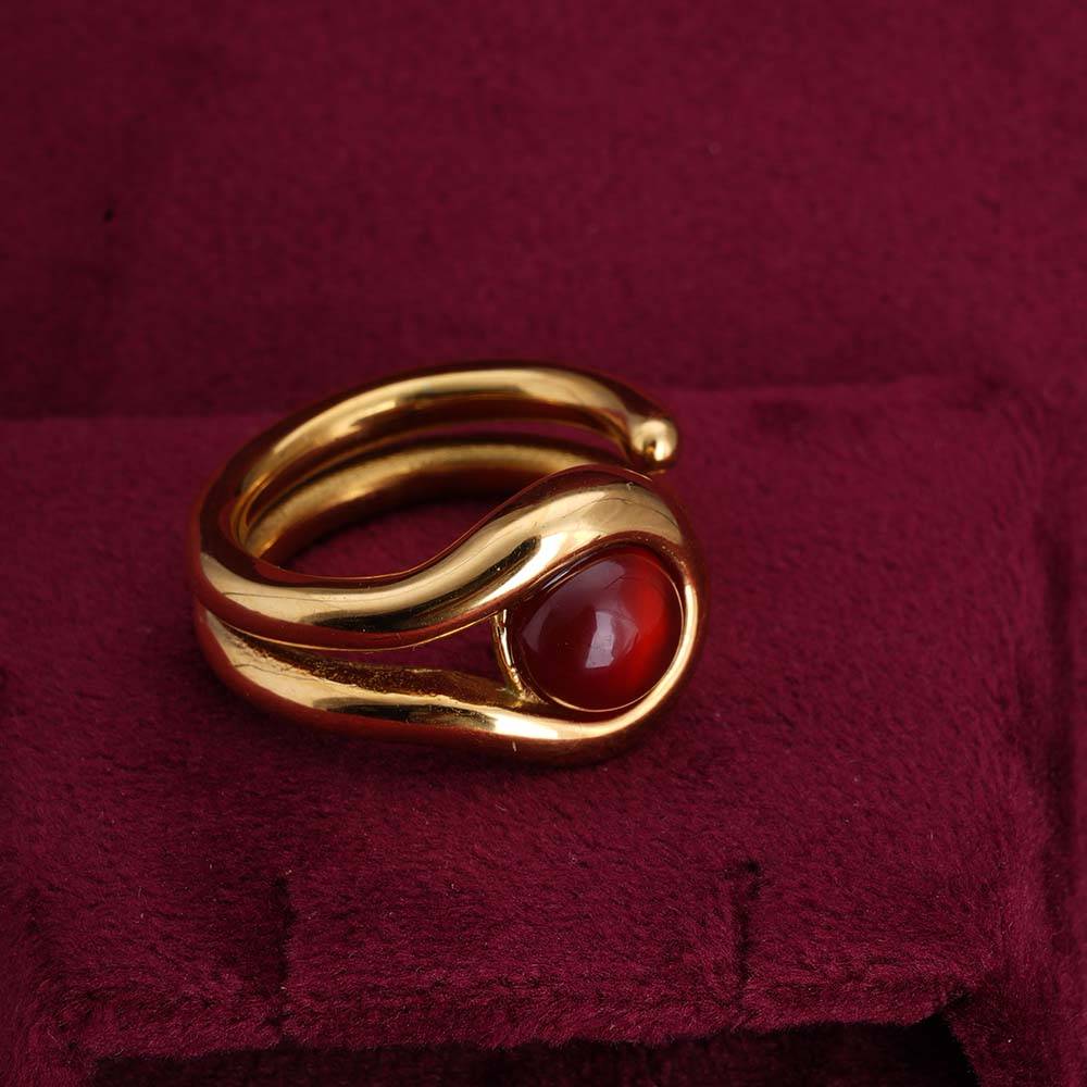 Palmonas Sleek Statement Gold Ring For Womens - Waterproof & Anti-Tarnish : PMWSSRG116-G-A