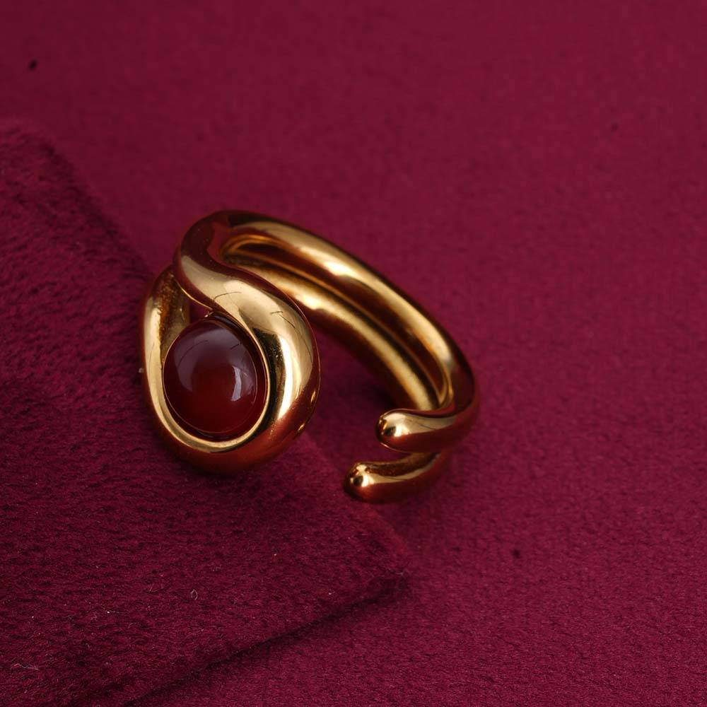 Palmonas Sleek Statement Gold Ring For Womens - Waterproof & Anti-Tarnish : PMWSSRG116-G-A