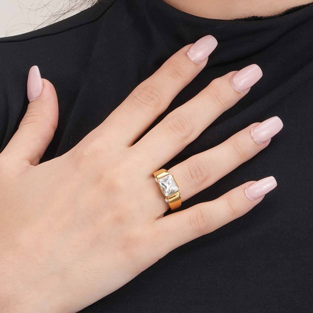 Palmonas Trendy Eternity Gold Ring For Womens-Waterproof & Anti-Tarnish : PMWSSRG121-G-7