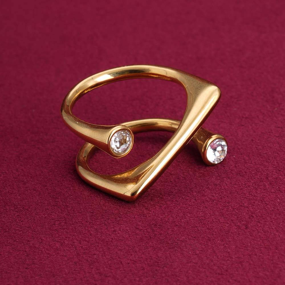 Palmonas Stone Helen Gold Ring For Womens - Waterproof & Anti-Tarnish : PMWSSRG129-G-A