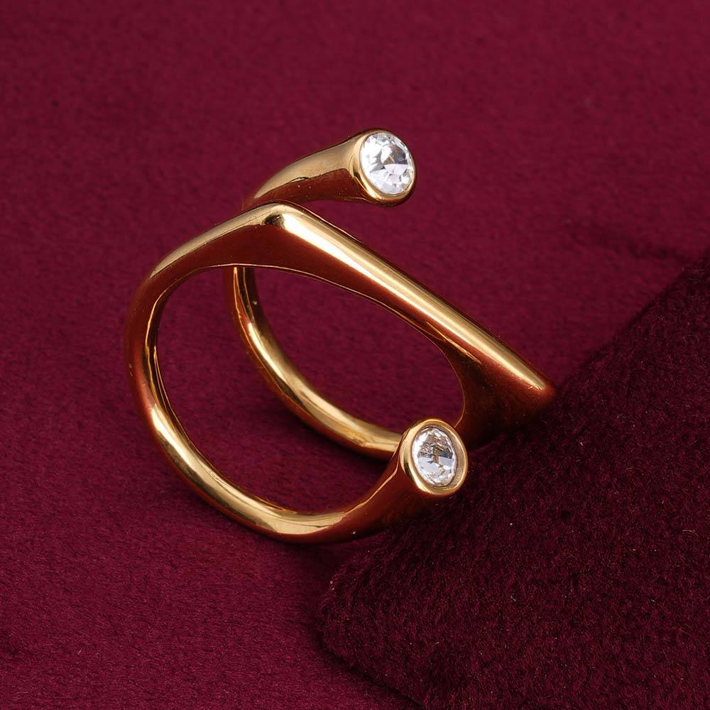 Palmonas Stone Helen Gold Ring For Womens - Waterproof & Anti-Tarnish : PMWSSRG129-G-A
