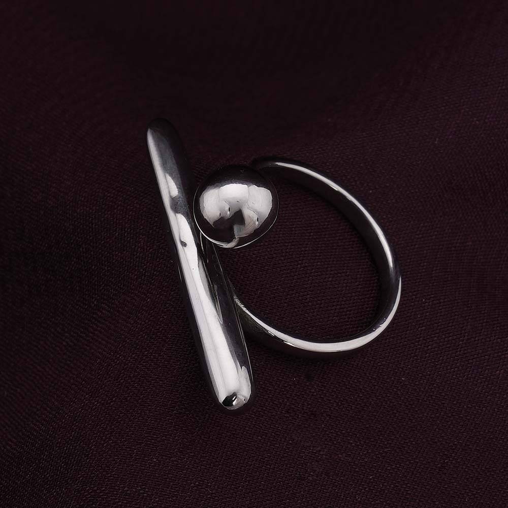 Palmonas Silver Bar & Ball Adjustable Gold Ring For Womens - Waterproof & Anti-Tarnish : PMWSSRG345-S-A