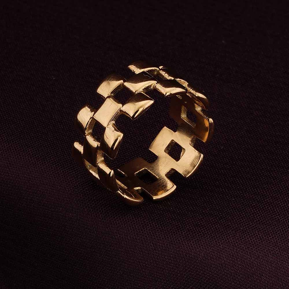 Palmonas Cubed Curiosity Gold Ring (Size-7) For Womens - Waterproof & Anti-Tarnish : PMWSSRG347-G-7