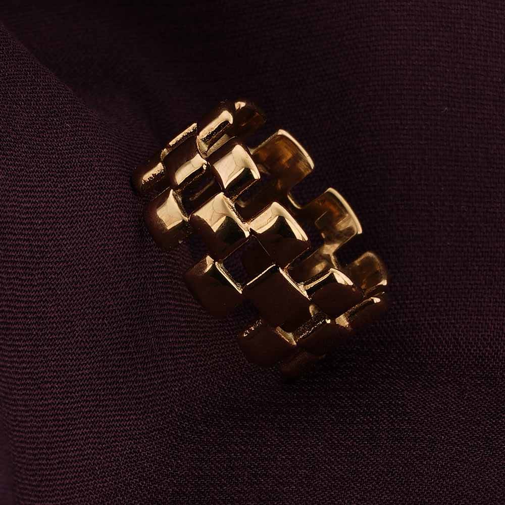 Palmonas Cubed Curiosity Gold Ring (Size-7) For Womens - Waterproof & Anti-Tarnish : PMWSSRG347-G-7